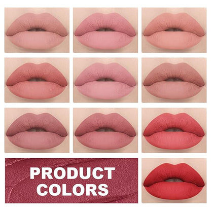 10 Pcs Matte Liquid Lipstick Set Colors Lip Gloss Kit with Long-Lasting and Waterproof Cute Lip Tint for Women and Lip Makeup Gift