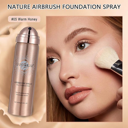 Airbrush Foundation Makeup Spray,Full Coverage Foundation for Waterproof Breathable,Natural Matte Finish,Concealer Moisturizing Foundation for Mature Skin for Smooth Radiant Finish Skin (Warm Honey)