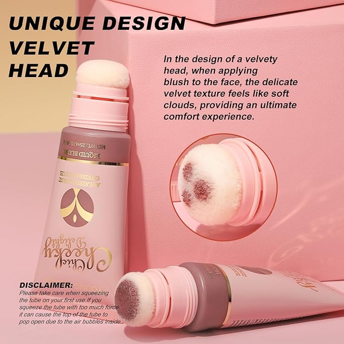 Liquid Blush, Cream Blush for Cheeks, Matte Natural Blush, Lightweight, long-lasting, highly pigmented formula blushes for women. (#02, 25ml)