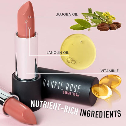 Frankie Rose Long Lasting Lipstick for Women | Smudge Proof Lipstick Enriched with Jojoba Oil | Buildable Lip Colors, Suitable For All Skin Tones | Cruelty-Free Lip Makeup | Apricot