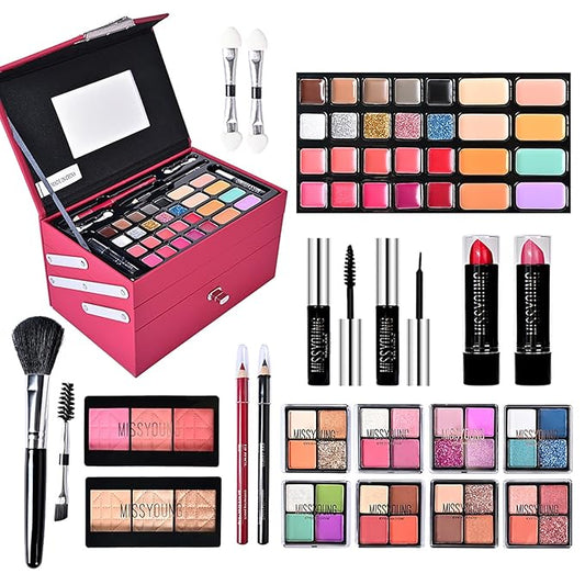 Makeup Kit, Professional Makeup Palette Travel Makeup Case with Eyeshadow Lipstick Concealer Lip Gloss Eyeliner Mascara Contour Bronzer Powder, Makeup Sets for Women Girl