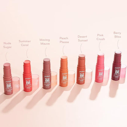 Prlisse Blush Glow Lip and Cheek Tint - Summer Coral (.28 oz) - 2-in-1 Cream Blush Stick for Cheeks and Lips with Vitamin E & Hyaluronic Acid - Hydrating & Buildable