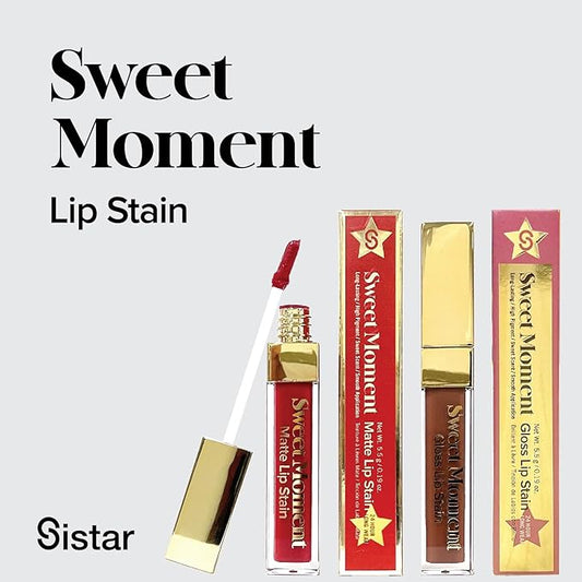 Sistar Sweet Moments Gloss Lip Stain Long-Lasting Glossy Finish Vivid High Pigment Colors Smooth and Sweet 1.5 mL / 0.05 fl. oz. (Nude Peach)
