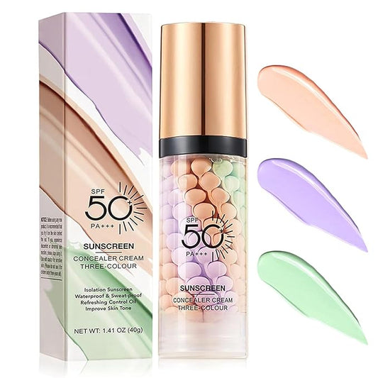 One Step Color Corrector Primer, SPF 50 Face Moisturizing Sunscreen Isolation Cream, 3 In 1 Primer for Face Before Makeup, Makeup Primer Oil Control & Skin Tone Correcting