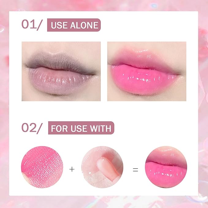 Hydrating Lip Glow Oil, Plumping Lip Gloss, No-Sticky Transparent Moisturizing Lip Balm, Natural Lip Plumper Gloss Make Lips Fuller