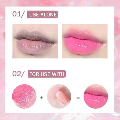 Hydrating Lip Glow Oil, Plumping Lip Gloss, No-Sticky Transparent Moisturizing Lip Balm, Natural Lip Plumper Gloss Make Lips Fuller and Moisturizing - Coral