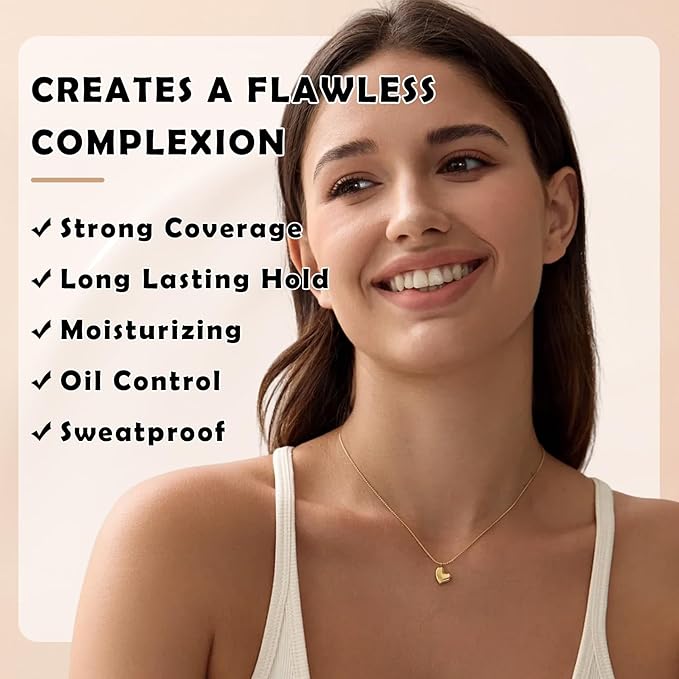 CAHIUYOA 2PCS Mushroom Head Air Cushion CC Cream Foundation Pink Setting Powder Loose Powder Makeup Set Long Lasting Oil Control Loose Setting Powder Moisturizing BB Cream Full Coverage Foundation