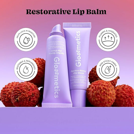 Glossmetics Lychee Berry Lip Glaze - Overnight Lip Mask for Dry Lips. Fruit Butter Lip Mask, Hydrating and Moisturizing Lip Balm for Soft, Smooth Lips. Clear, 10ml