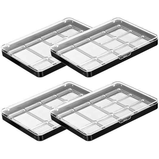 4 Pcs Adsorptive Makeup Palettes, Empty Eyeshadow Organizer with Clear Lid, 10 Grids Eyeshadow Tray with Removable Square Metal Pans for Lipstick Blush Powder (Not Included Eyeshadow Powder)