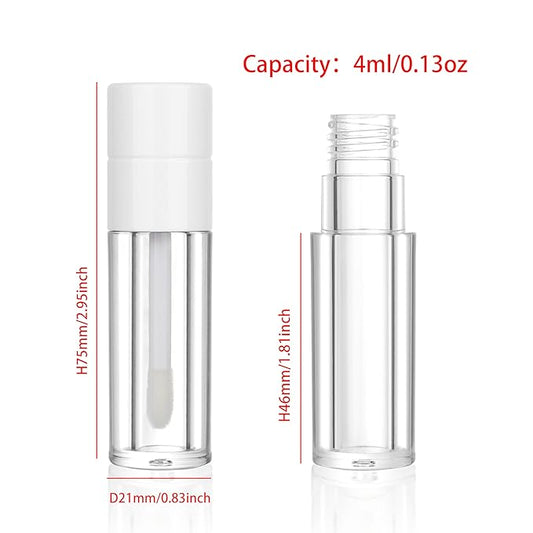 COSIDEA 20pcs Round 4ml 0.13oz White Empty lip gloss tubes with wand Lipgloss tube containers for lip oil packing