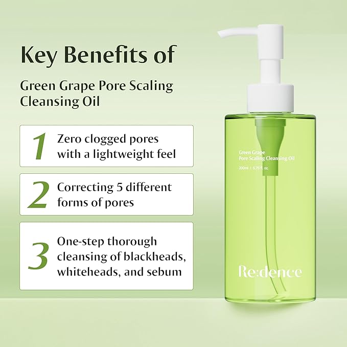 [Redence] 500,000ppm Grape Seed Cleansing Oil 200ml/6.76fl.oz | Korean Deep Pore Cleanser & Makeup Remover | Gentle Exfoliating Oil for All Skin Types