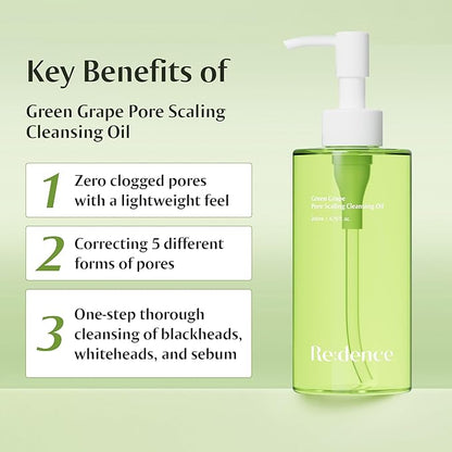 [Redence] 500,000ppm Grape Seed Cleansing Oil 200ml/6.76fl.oz | Korean Deep Pore Cleanser & Makeup Remover | Gentle Exfoliating Oil for All Skin Types