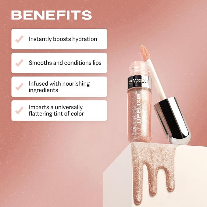 Sacheu Lip Elixir Nourishing and Hydrating Lipgloss — Moisturizing Plumping Lip Gloss Enriched with Collagen, Non-Sticky Lip Color Smooth High-Shine Finish, Vegan & Cruelty-Free, Tanghulu Candy