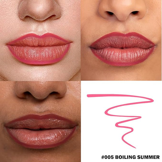 Peel Off Lip Liner Stain, Infused with Nourishing Ingredients & Vitamin E, Quick Set Lip Stain Peel Off Long Lasting For All Skin Types, #005 Boiling Summer