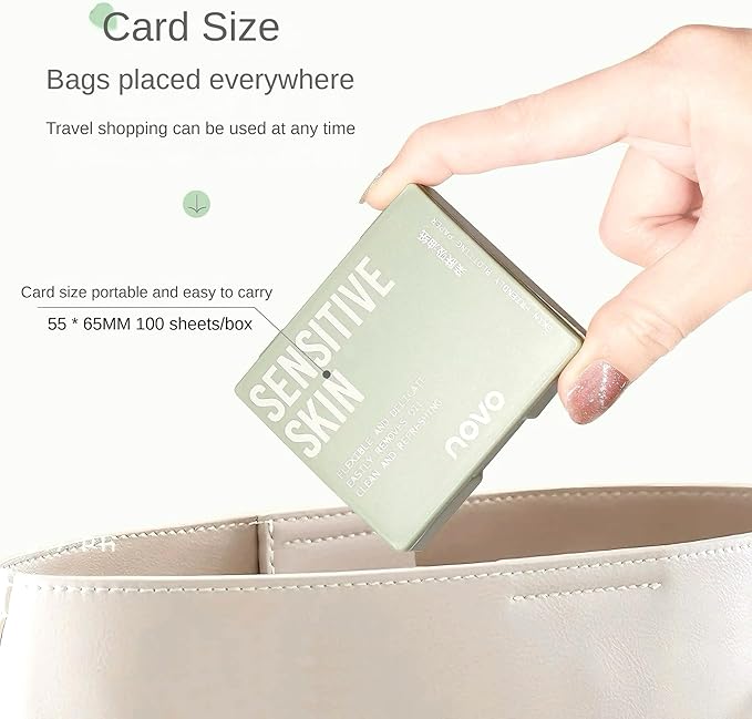 Novo Oil Absorbing Sheets with Mirror & Powder Puff – 100 Sheets, Instant Shine Control, Portable & Travel-Friendly, Convenient Oil Control, Non-Greasy Skin, Easy to Use, Unisex