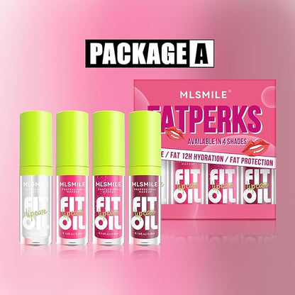 4 Colors Lip Oil Lip Glaze Set, Tinted Gloss Lip Gloss Oil, Plumping Moisturizing and Nourishing Lips, Long Lasting Fresh and Smooth Lip Care Set - A#