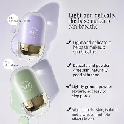 BLUE LOVE 2 in 1 Color Changing Face Primer Liquid Foundation, Makeup Primer for Face Before Makeup, Oil Control Moisturizing Color Corrector Base Primer Makeup for Flawless (Lavender Purple)