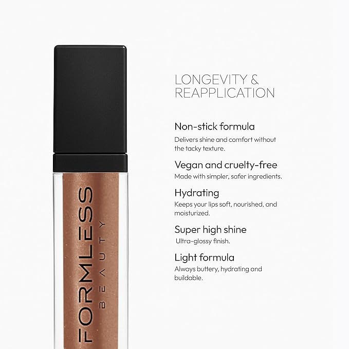 Euphoria Lip Gloss | Chestnut-Brown Shine | Vegan Hydrating Formula | Non-Sticky Aloe & Jojoba Infused | Paraben & Cruelty Free | Natural Lip Enhancer