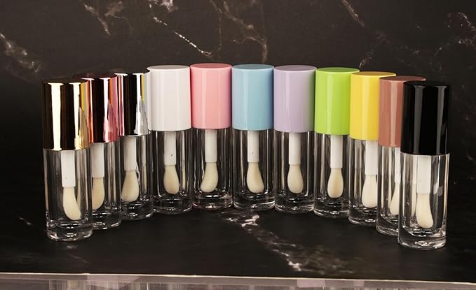 COSIDEA 50pcs Empty Round Silver 6ml big doe foot wand lip gloss tubes for DIY lipgloss lipgloss tube containers with thick wands