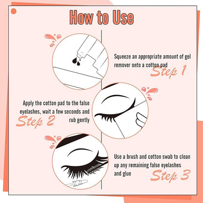 Lash Remover Kit for Lash Clusters&Makeup Eyelash Glue Remover Gel Individual Lash Glue Remover 20ml for Cluster Lashes with 50Pcs Cotton 5 Lash Brush 5 Wand Nourishing Eye Cleanser