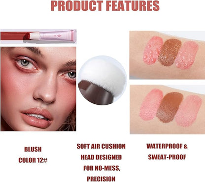 Highlighter Makeup, Liquid Highlighter Beauty Wand, Long Lasting Blendable Highlighter Stick Makeup with Cushion Applicator, 12,0.68 Fl Oz