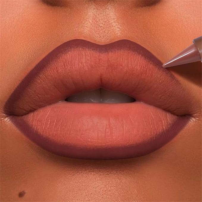 6 Colors 2 in 1 Gradient Lip Liner and Lipstick Lip Combo Set, Matte Nude Dark Brown Coffee Lip Liner Creamy Lip Pencil Crayon, High Pigmented Long lasting Lipstick Makeup Gifts for Women