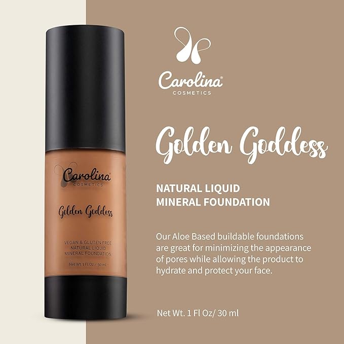 Foundation in Golden Goddess Shade Plant-Based - Hydrating, Pore-Minimizing & Buildable Coverage - Vegan, Non-GMO - 1fl oz