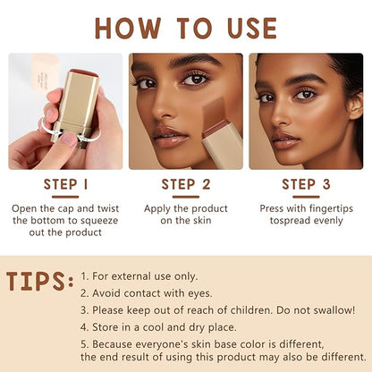 Foundation Stick Beauty Balm Serum Boosted Skin Tint, Solid Tinted Moisturizing Serum Contour Stick Foundation Face for Women, for Face Natural Makeup (06, 18g)