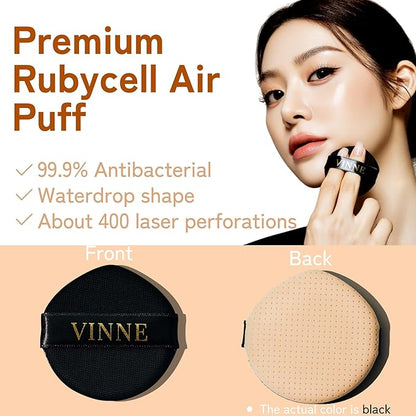 VINNE Korean Cushion Foundation, Lightweight, Essence Makeup Natural and Dewy Finish, 12-Hour Lasting Effect, 0.42 Oz- #21 Light Beige (Refill Not Included)