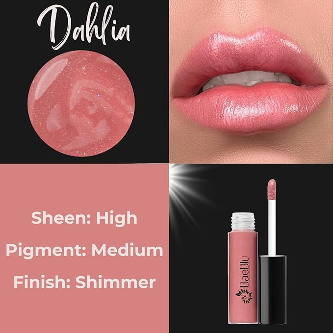 Organic Vegan Lip Gloss, 100% Natural Non-Toxic Moisturizing Ingredients, Dahlia