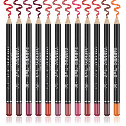 12 Colors Matte Lip Liner Set,Velvet Long Lasting Professional Nude Lip Liner Pencil,Waterproof Non-marking Lip Liner Stain Lipliner Set