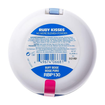 Ruby Kisses No More Blemish Face Powder with Salicylic Acid Korean Makeup Matte Finish Full Coverage Pressed Powder (Buff Beige)