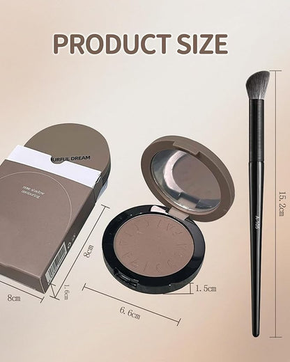 Cool Toned Contour Palette, Matte Face Contour Shading Bronzer Pressed Powder Palette for Natural Sculpting,Smooth & Easy to Blend & Long Lasting Multiuse Contouring Light Skin Tone Makeup with Brush