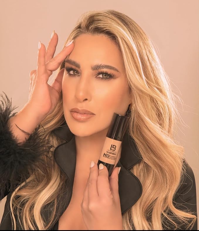 LB HD Liquid Foundation – Makeup Foundation with Hyaluronic Acid, Vitamin E – Hydrating Full Coverage Foundation for Smooth Complexion – Paraben-Free Formula for All Skin Types – Light Porcelain