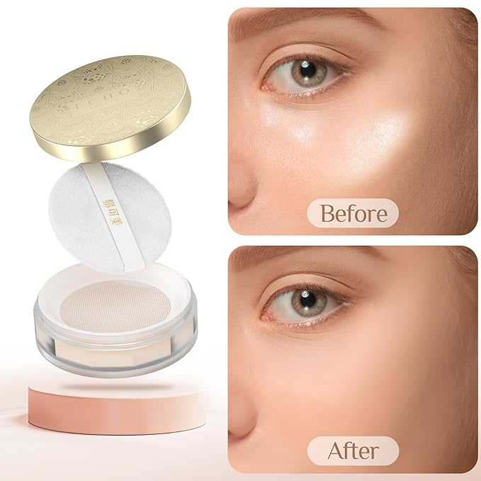 Setting Powder Makeup Finishing Powder Oil-Control Loose Face Powder Long Lasting Lightweight Breathable,Smooths Minimizes Pores Fine Lines Soft-Focus Matte Natural Finish Light