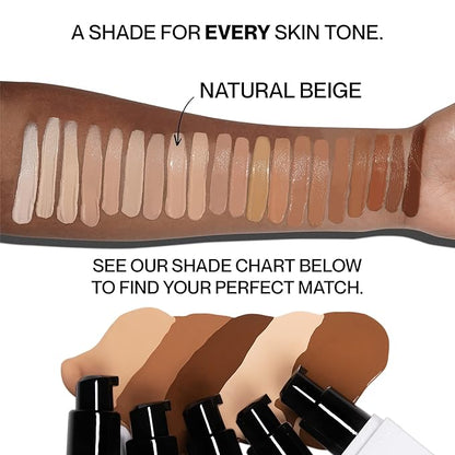 HIDE PREMIUM Liquid Foundation, Multi-Use Waterproof Foundation, Medium/Full Coverage Foundation, Shades for All Skin Types (See Shade Finder), Natural Beige, 1 fl oz