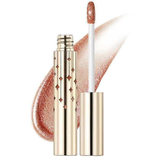 FOCALLURE High Shine Glitter Lip Gloss,Hydrates and Soothes Lips for a Gorgeous,Delivers a Non-sticky Glossy finish,Long-lasting Shine & Fuller-looking Lip Makeup,NU01 JOANNE