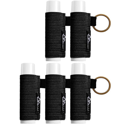 WK IEASON - 5PCS Lip Balm Holder Keychain Bulk Black Clip On Lipstick Sleeve Chapstick Sleeve Holder Keychain Lip Gloss Holder Key Chain(Blackx5)