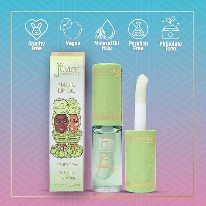 Juvia's Place Magic Lip Oil - Honeydew - Smooth, Hydrating with Vitamin E for Soft, Glossy, Juicy Lips - Infused with Fruit Extracts - Tinted, Shimmering, Lightweight & Non-sticky Lip Oil for Summer