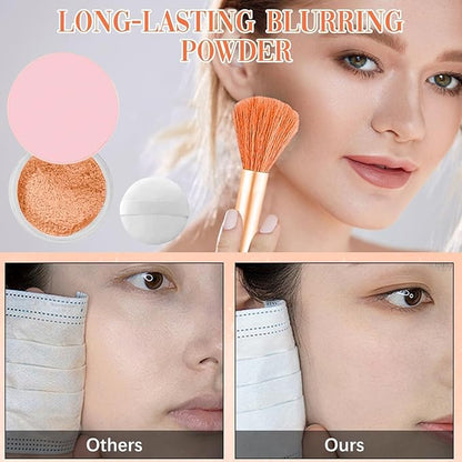 AlluraBeauty Blurring Powder,Blurring Setting Powder,Beauty Blurring Powder, Pink Setting Powder Makeup Waterproof,Pink Powder Loose Setting for All Skin Tones (Orange, A)