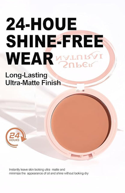 Matte Setting Powder 8 Colors Lightweight Oil Control Pressed Powder Foundation Flawless Long-Lasting Finishing Powder Foundation (Color 04)