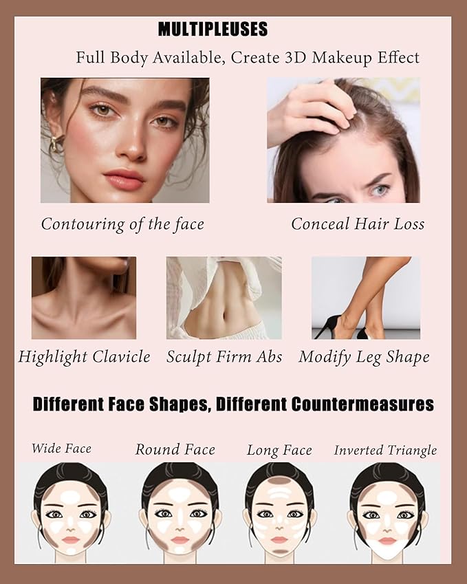 Cream Contour Stick, 2pcs Cool Toned Contour Stick Matte Finish Bronzer Stick Blendable Smooth Lightweight,Waterproof & Long Lasting Face Shaping Contouring Women Makeup for Beginners,Cruelty-free-01