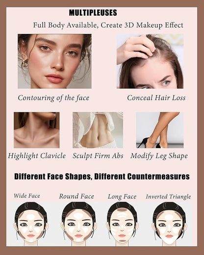 Cream Contour Stick, 2pcs Cool Toned Contour Stick Matte Finish Bronzer Stick Blendable Smooth Lightweight,Waterproof & Long Lasting Face Shaping Contouring Women Makeup for Beginners,Cruelty-free-01
