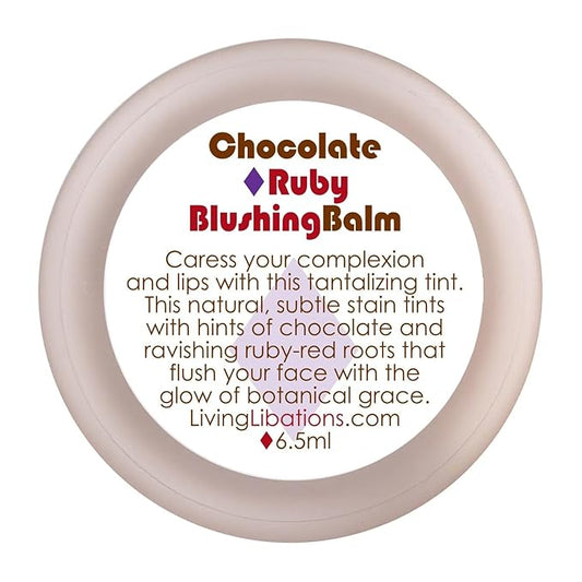 Living Libations - Organic Chocolate Ruby Blushing Balm | Natural, Wildcrafted Clean Beauty (.22 oz | 6.5 ml)