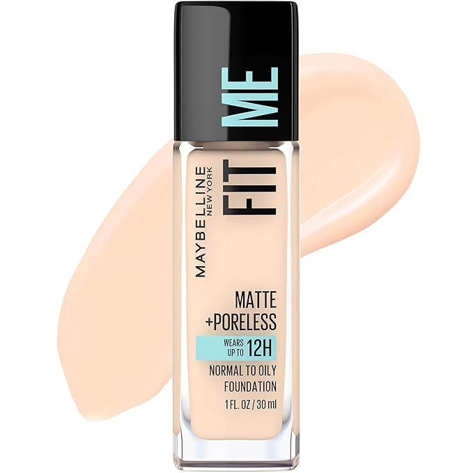 Maybelline Fit Me Matte + Poreless Pressed Powder, Translucent, 1 Count & Fit Me Matte + Poreless Liquid Foundation, Fair Ivory, 1 Count Bundle