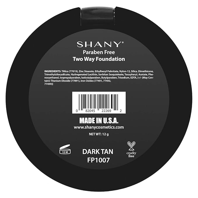 SHANY Two Way Foundation, Oil - Free, Talc Free, Wet/Dry - DARK TAN