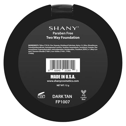 SHANY Two Way Foundation, Oil - Free, Talc Free, Wet/Dry - DARK TAN