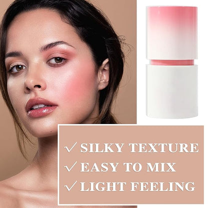 Cream Blush Stick with Brush and Makeup Sponge,Waterproof Multi Cream Makeup Stick,Lightweight,Long-lasting,2 in 1 Multi Blush for Cheeks & Lip Tint & Eyeshadow F