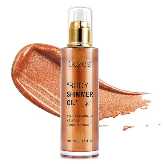 Shimmer Oil Long Lasting Moisturizing Body Luminizer Glow For Face & Body Liquid Illuminator Highlighter (Golden Brown, FlOz)