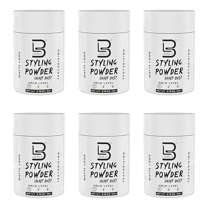 L3 Level 3 Travel Styling Powder - Small 0.18 oz for Travel - Natural Look Mens Powder - Sample Styling Powder (6, White)